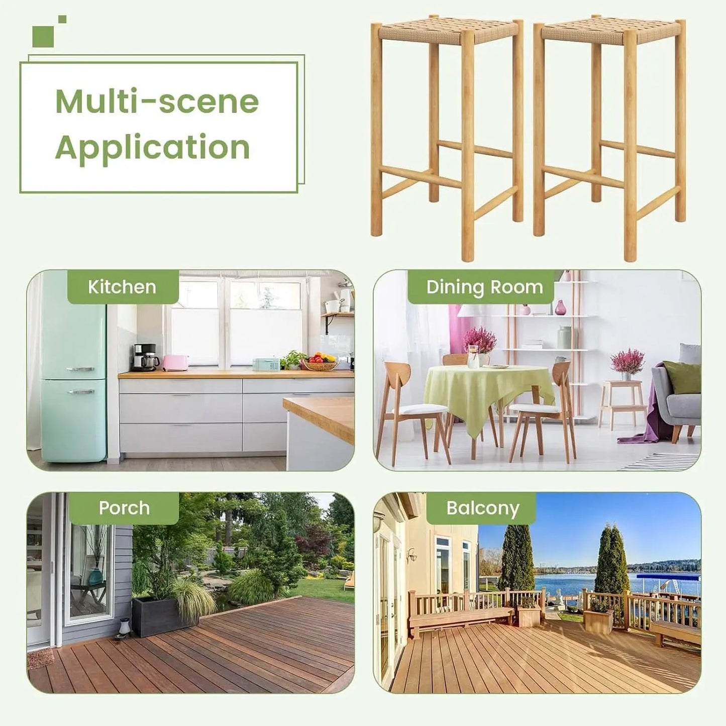 26 Inch Counter Height Wood Bar Stools Set of Two from PriceLows™