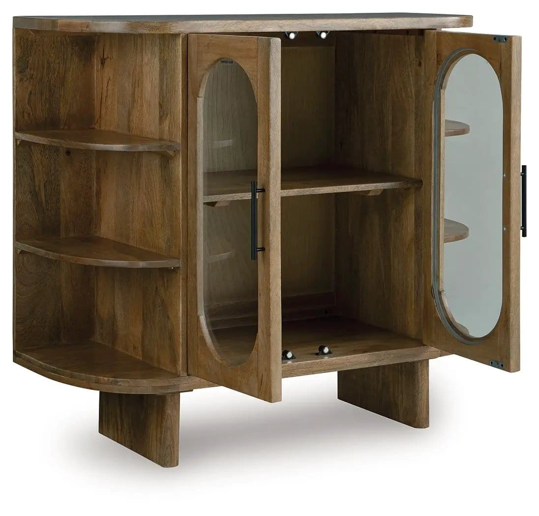Niall Accent Cabinet | 40 x 16.13 x 36.75 in | Mango Wood & Glass | Light Brown