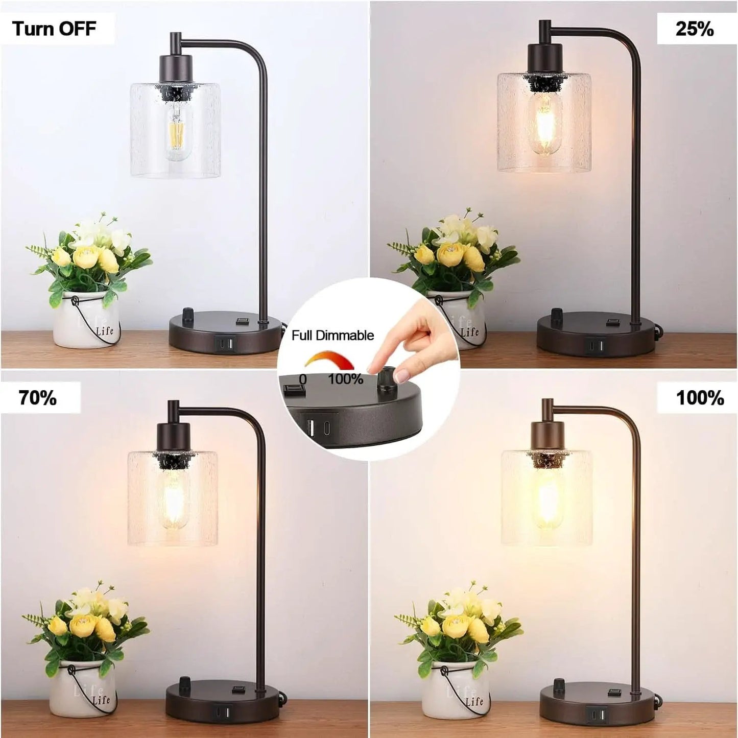 Oil Rubbed Bronze Table Lamps Set Of Two With USB Ports from PriceLows™
