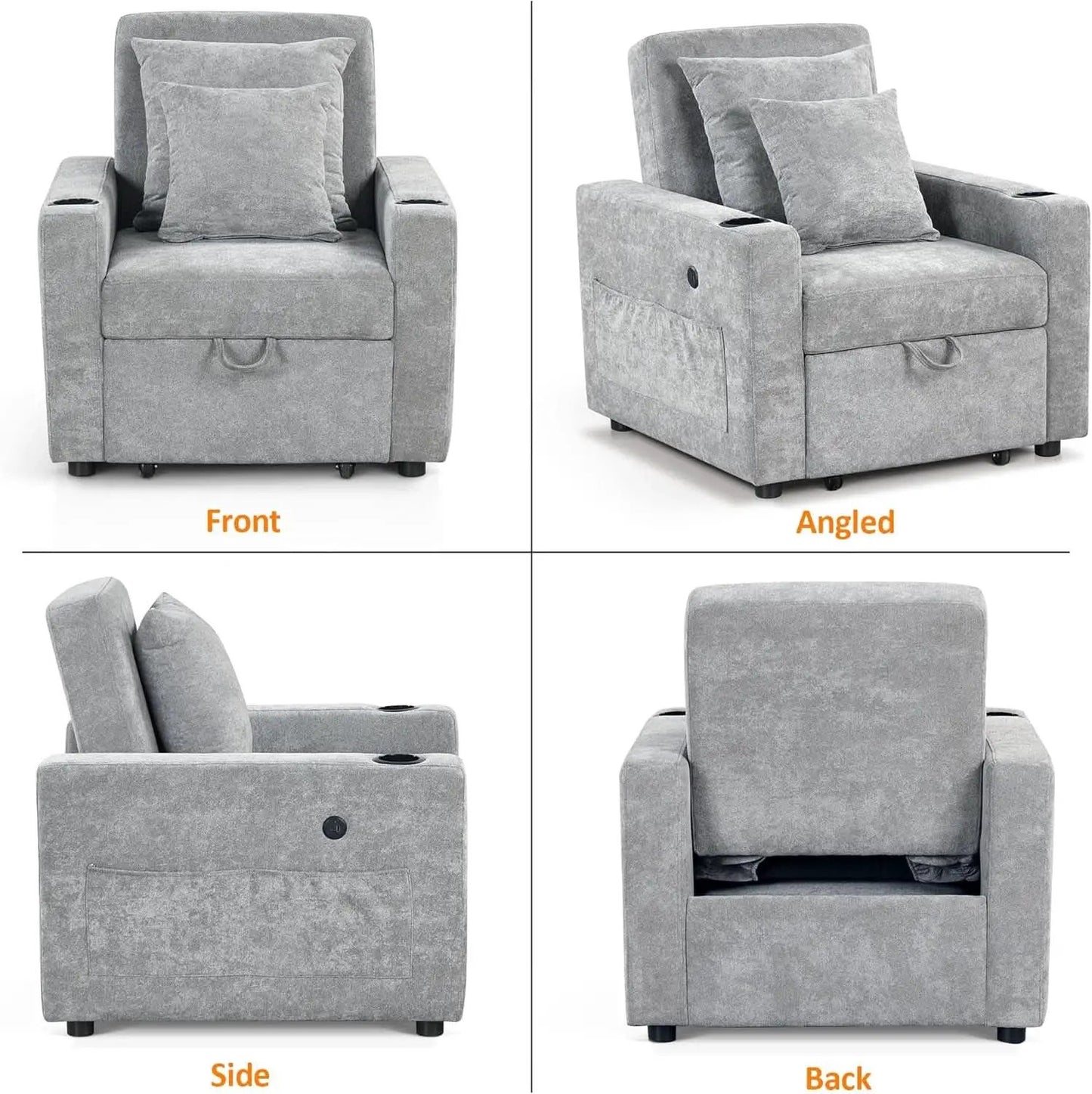 Convertible Sleeper Chair Bed With Linen Upholstery from PriceLows™