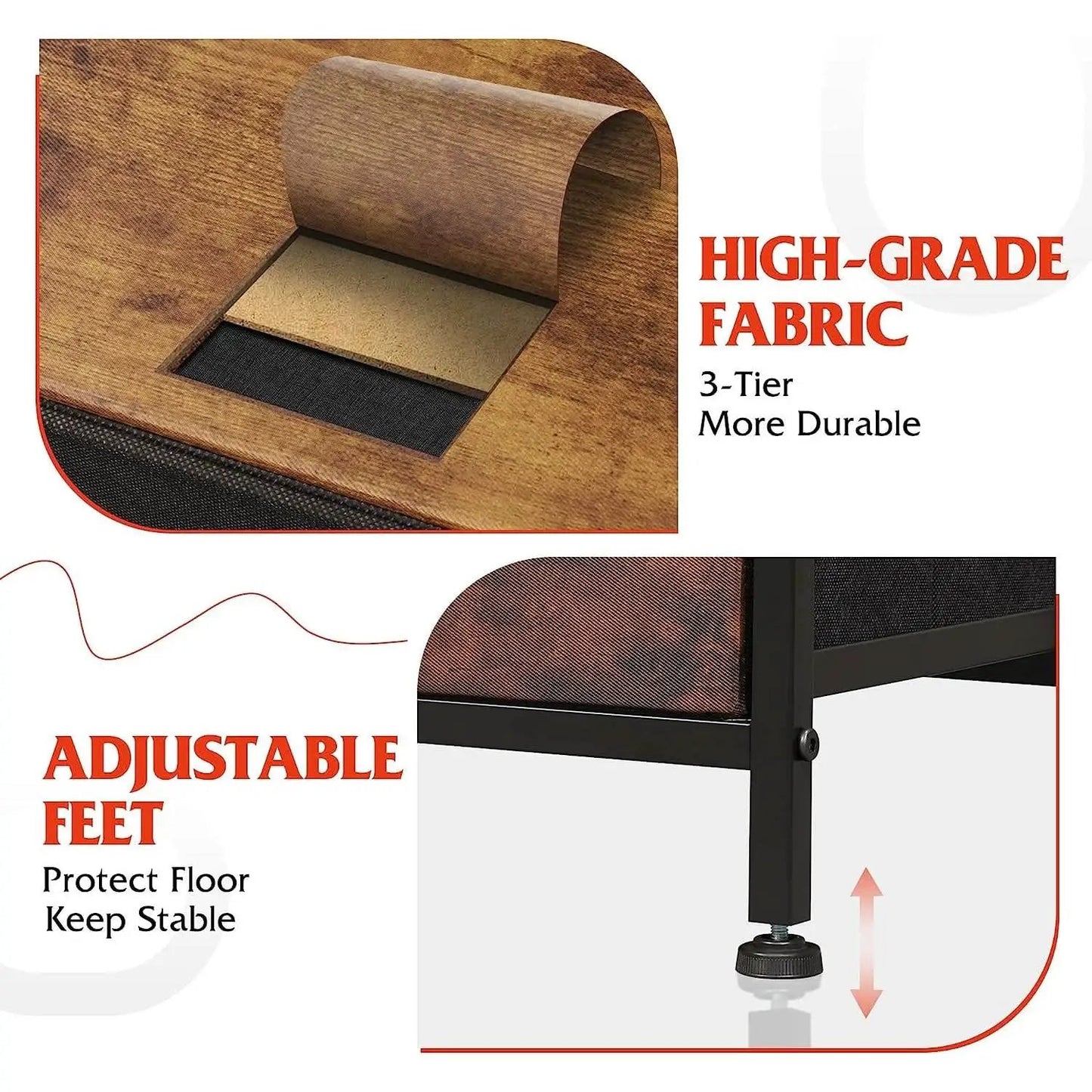 Rustic Brown 8 Drawer Fabric Dresser With Wooden Top from PriceLows™