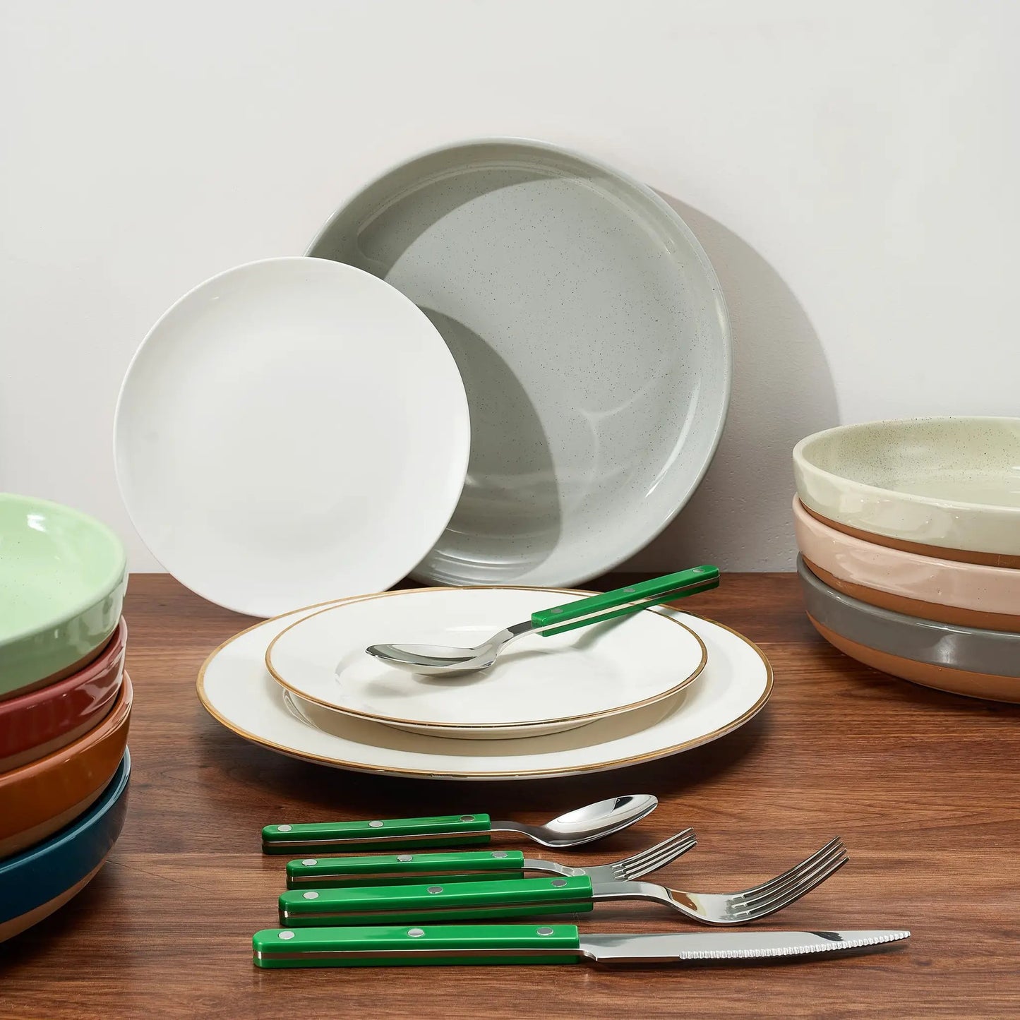 Khen Green Cutlery Set of 20 –18/8 Stainless Steel Flatware from PriceLows™