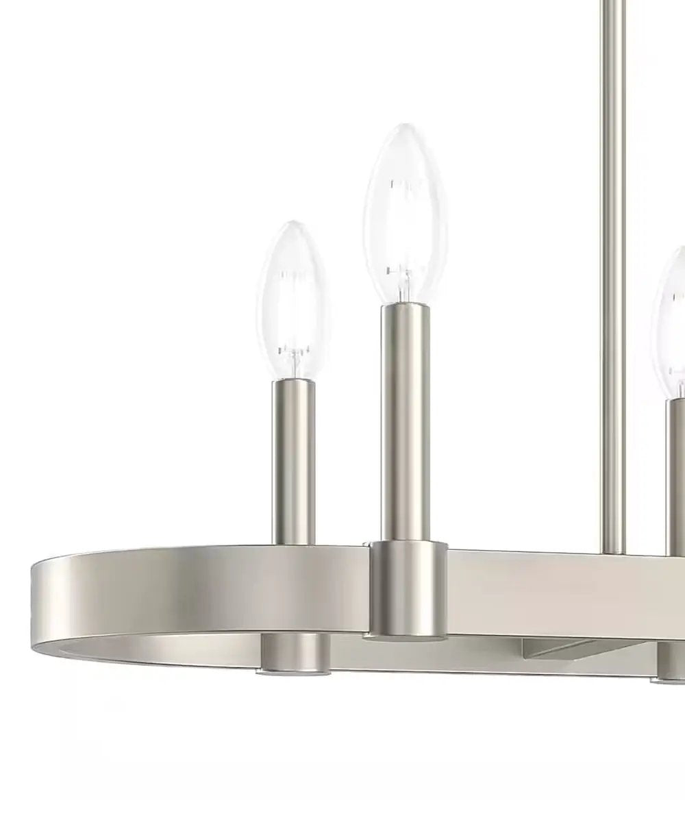 Linear Farmhouse Chandelier | 6 Light | 28 Inch | Brushed Nickel