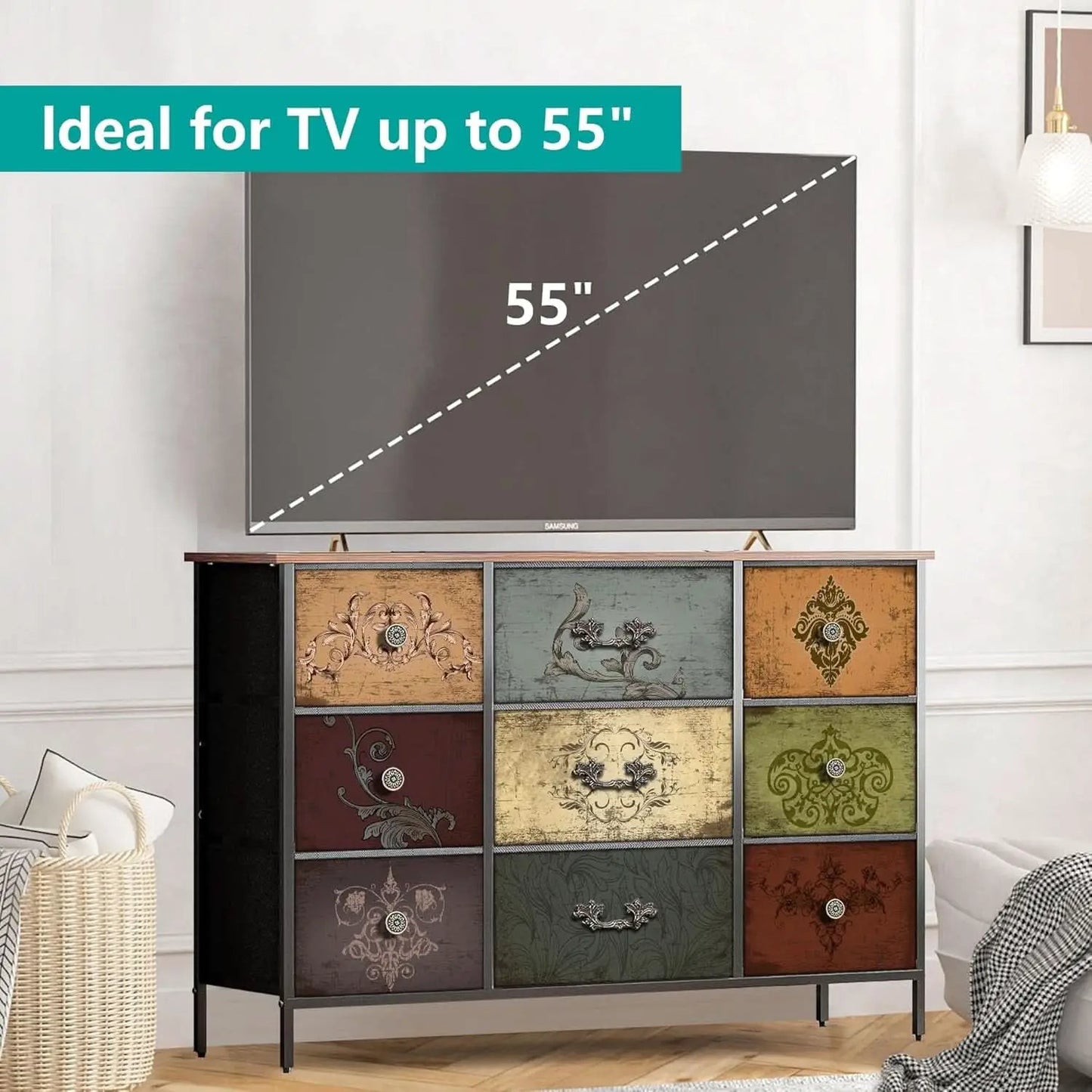 Premium 9-Drawer Dresser With Extra-Large TV Stand from PriceLows™