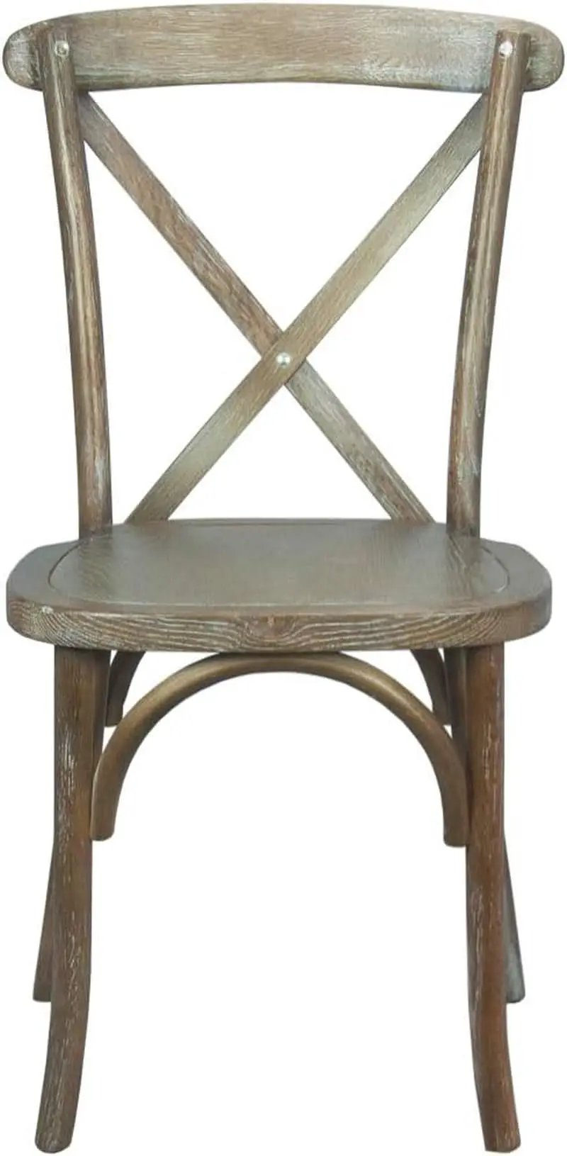 Two Pack Medium White Grain X-Back Dining Chairs Stackable Elm Wood Construction from PriceLows™