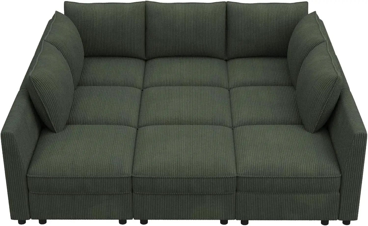 Emerald Green Modular Sleeper Sofa With Hidden Storage Compartment from PriceLows™
