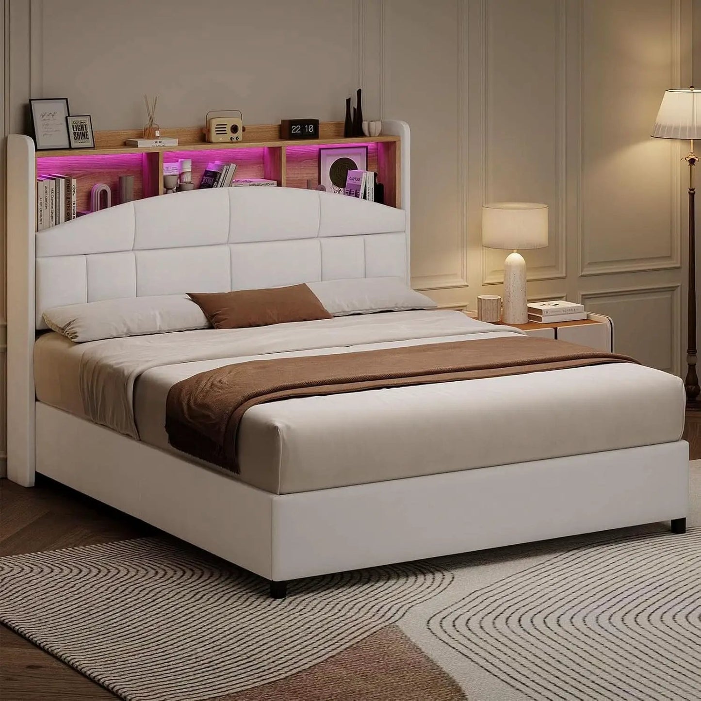 Queen Size Velvet Upholstered Bed Frame With Storage from PriceLows™