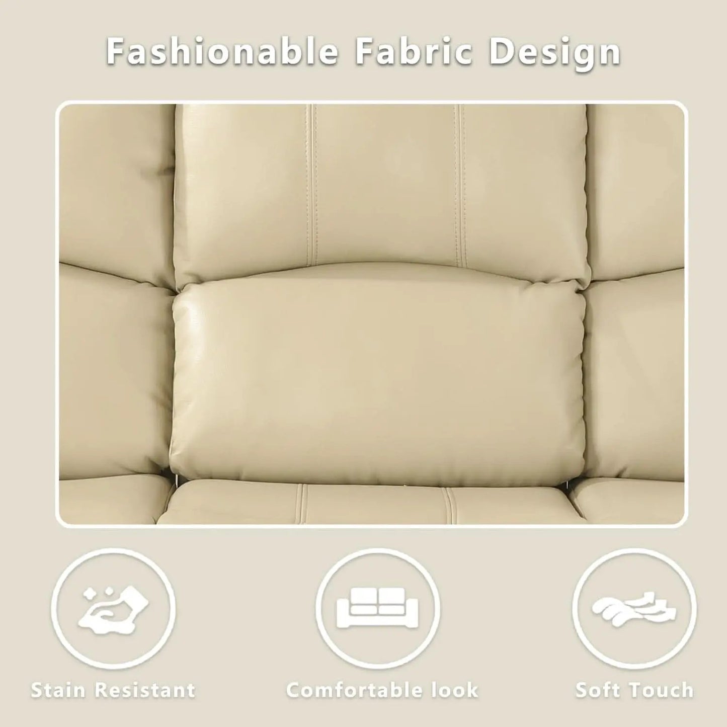 Beige Leather Recliner Sofa Set With Storage And Cup Holder from PriceLows™