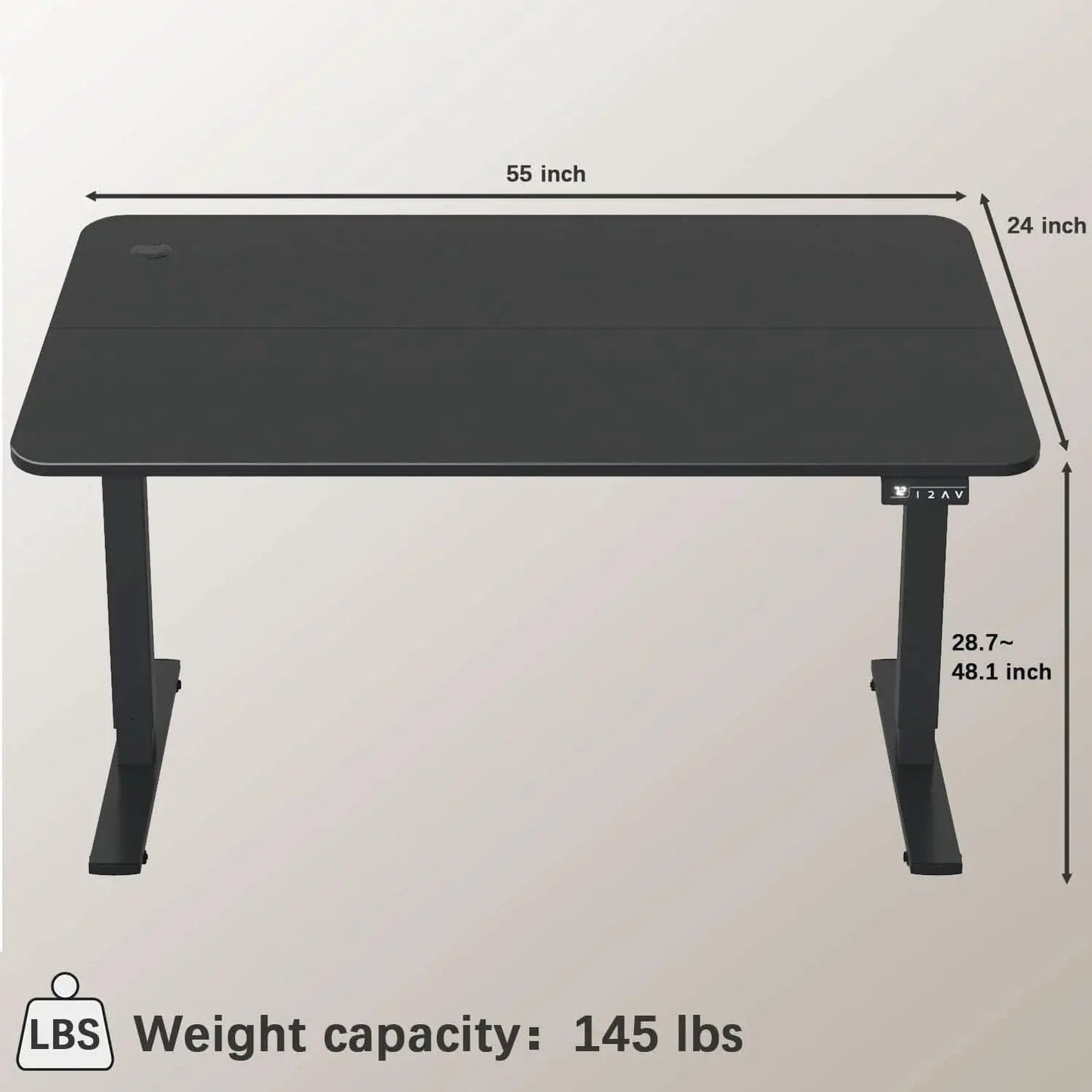Electric Height Adjustable Standing Desk 55 X 24 Inches from PriceLows™