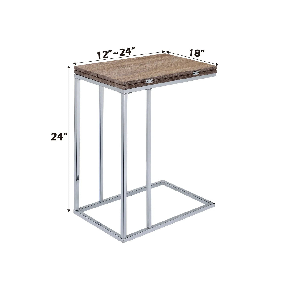 Danson Weathered Accent Table | Oak Finish | Folding Swivel Extension Top | Geometric Metal Base