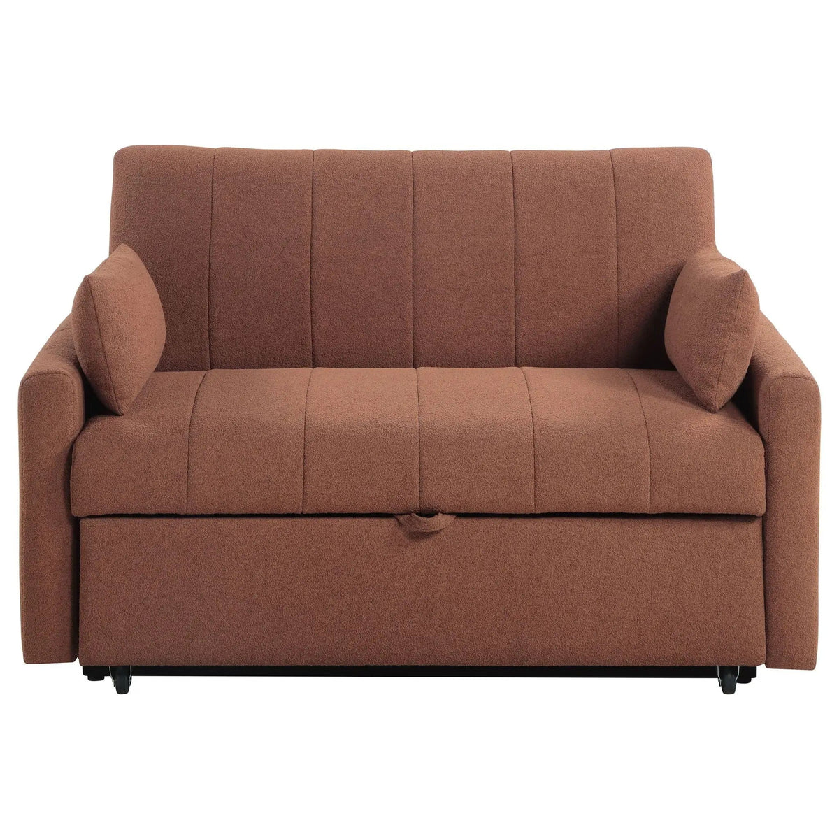 Portland Boucle Upholstered Sleeper Sofa Bed Copper Sleeper Loveseat | 59.75 x 34 x 36.5 in | Boucle & Copper | Bedroom