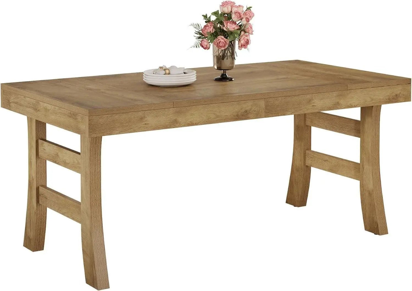 63 Inch Farmhouse Rectangular Wood Dining Table Kitchen from PriceLows™