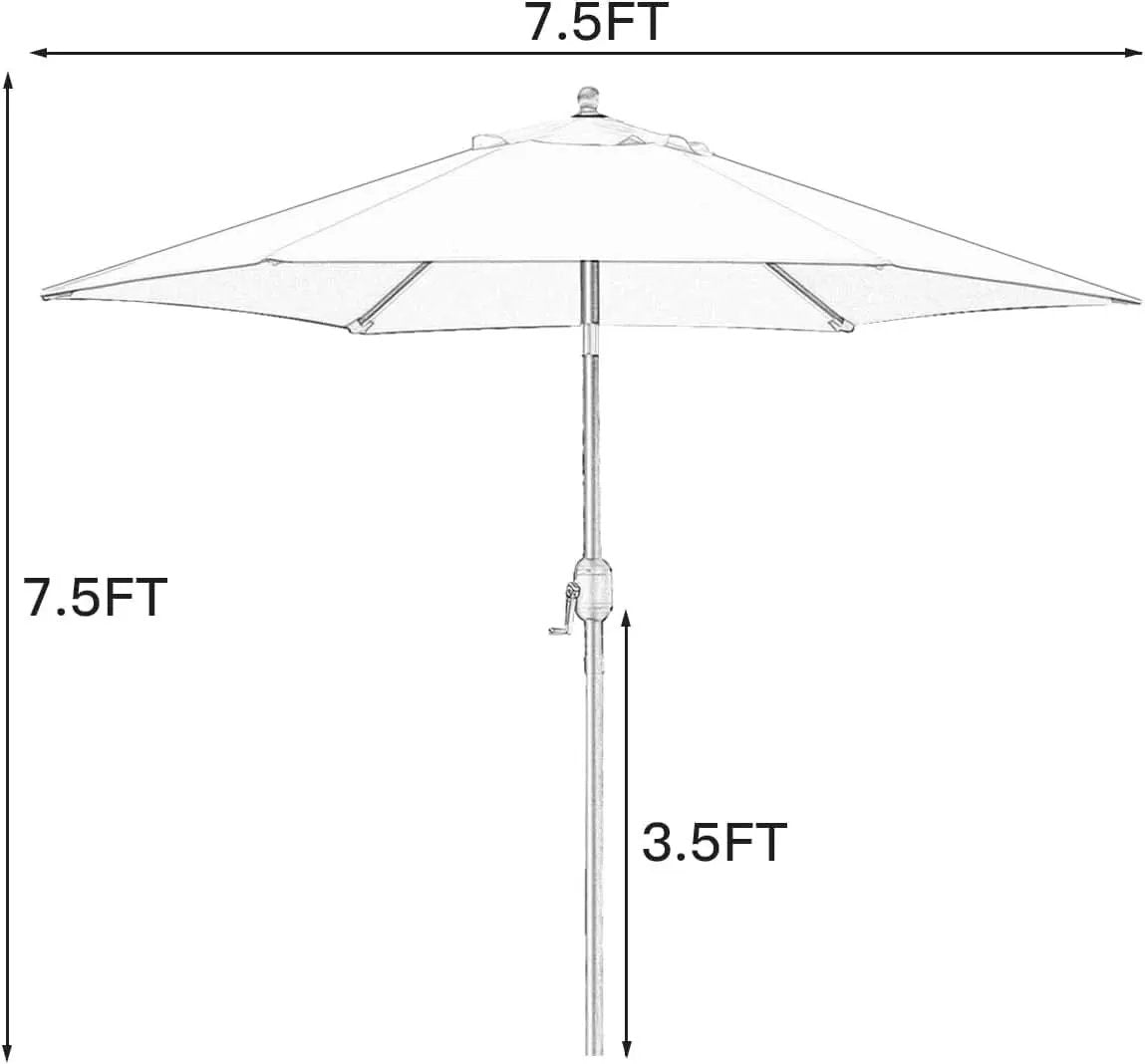 7.5 Ft Patio Umbrella Tan With Push Button Tilt Crank from PriceLows™