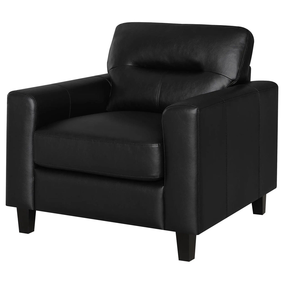 Scotland Faux Leather Upholstered Track Arm Chair | 35 x 35 x 34 in | Faux Leather | Black