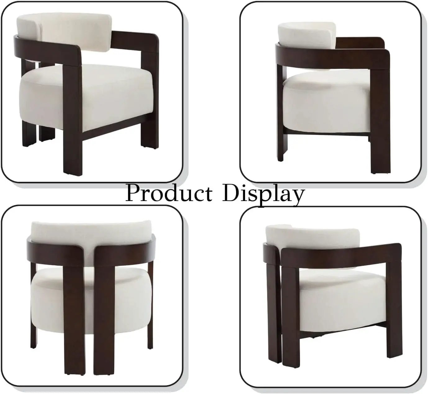 Barrel Accent Chairs White Upholstered Pair Lounge from PriceLows™