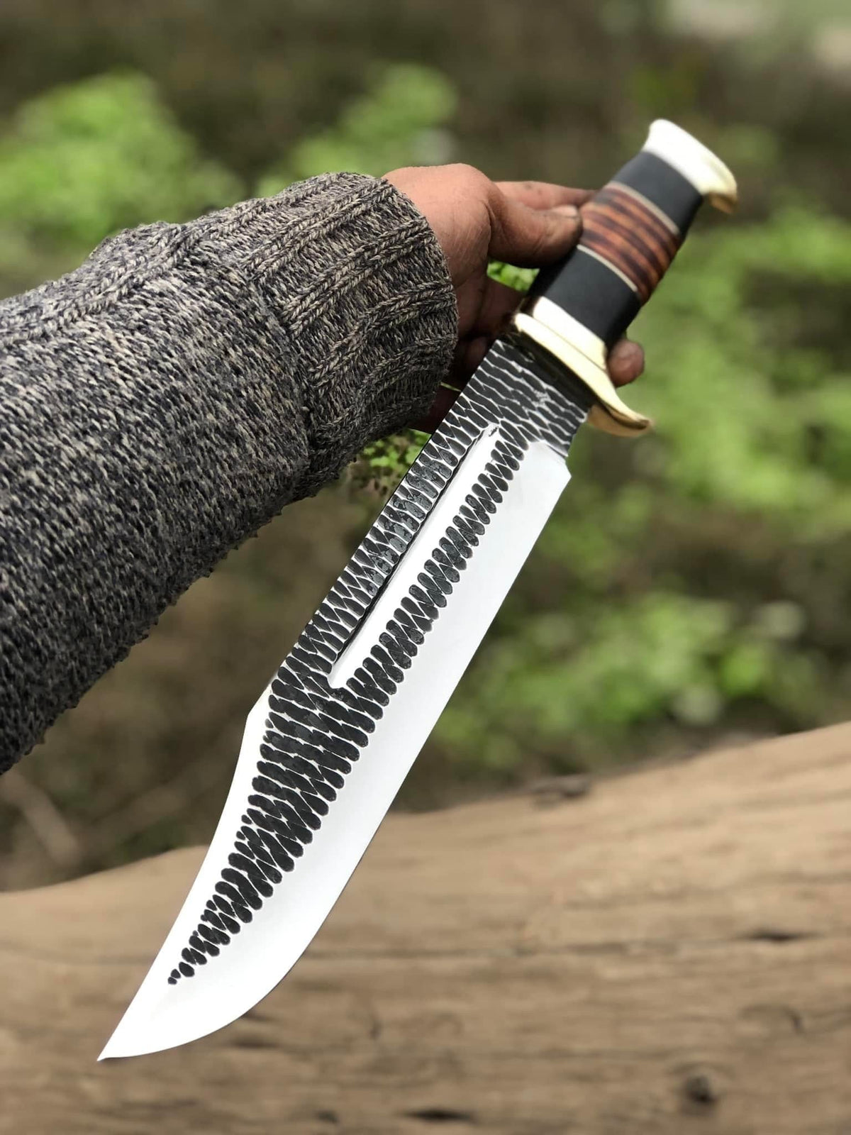 Custom Handmade J2 Steel Hand Forged Bowie Knife with Brass Guard and Leather Handle | Steel | Hunting & Survival Knife | Home
