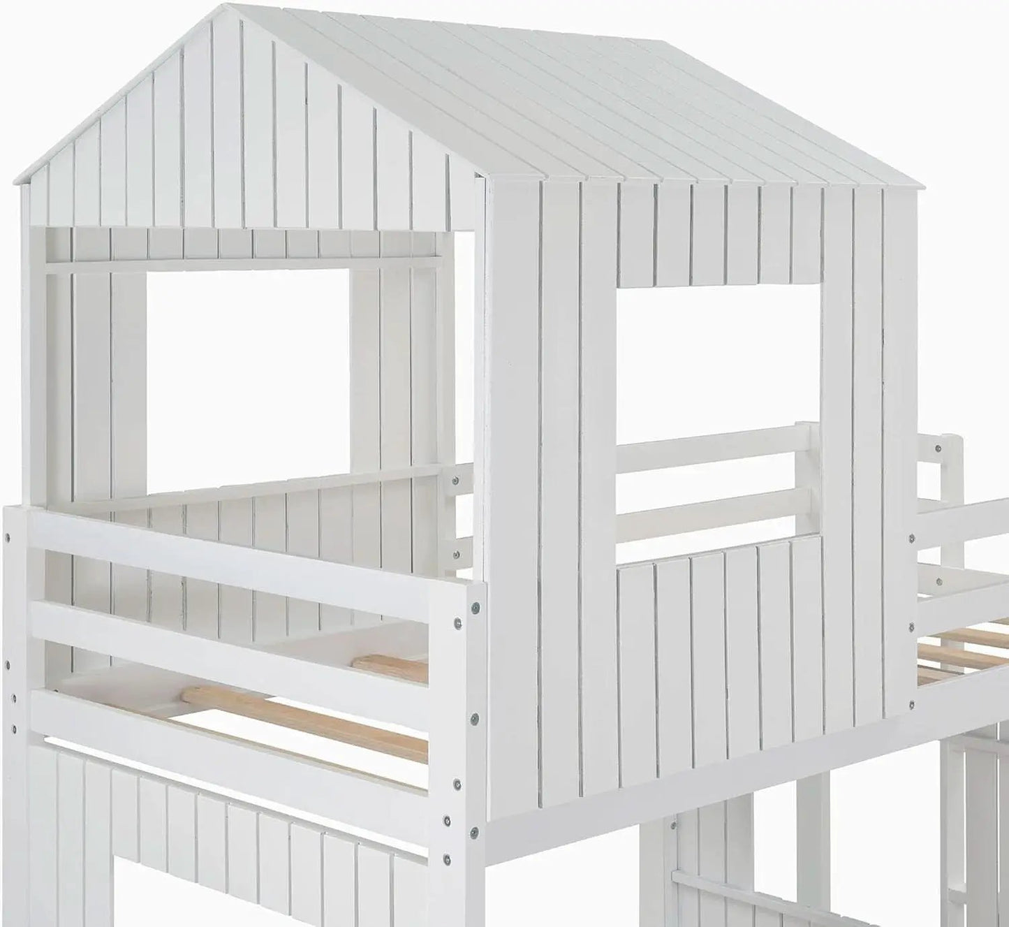 White Twin Over Full Low Profile Playhouse Bunk Bed from PriceLows™