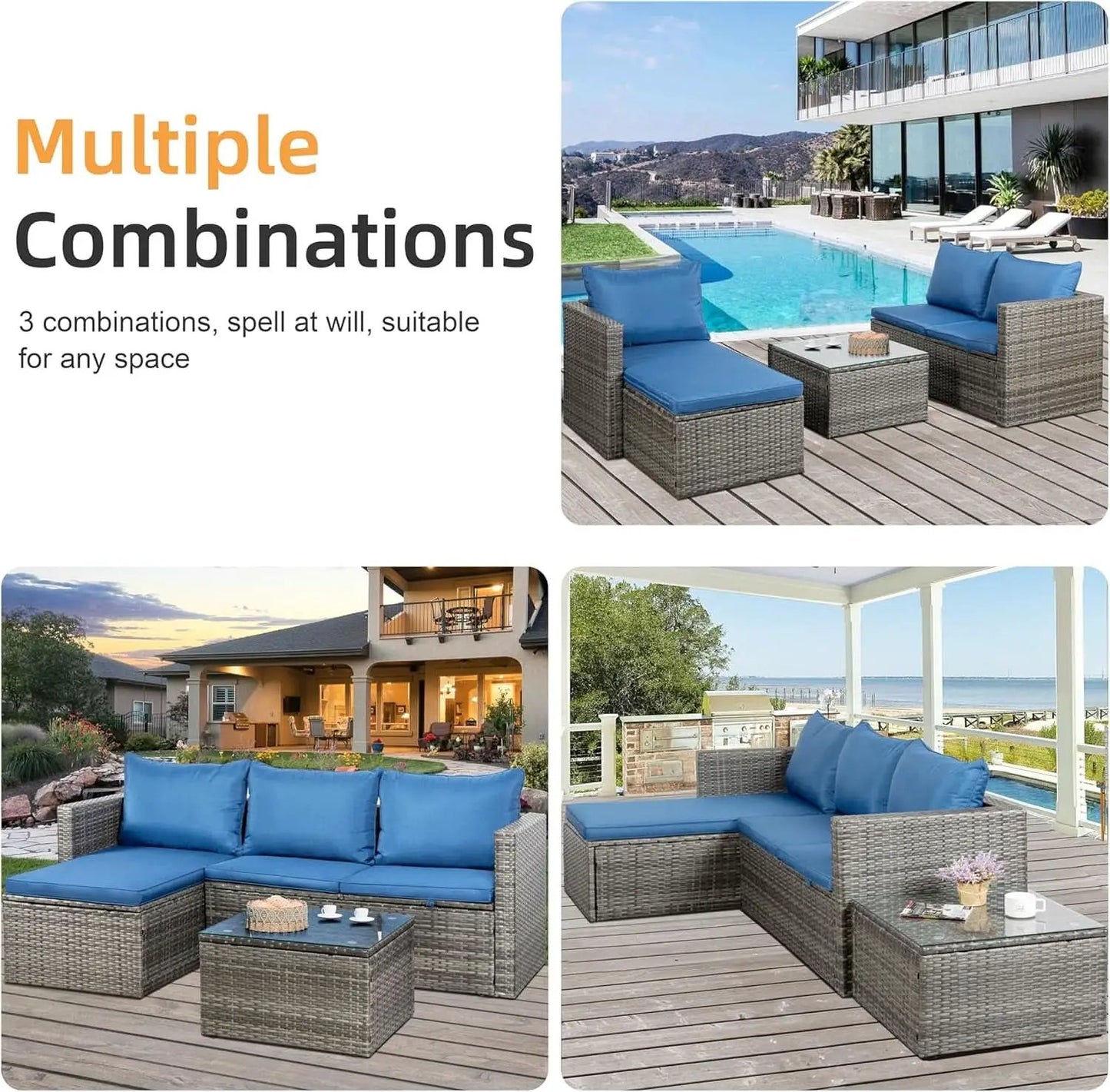 3-Piece Outdoor Wicker Sofa Set with Glass Table from PriceLows™