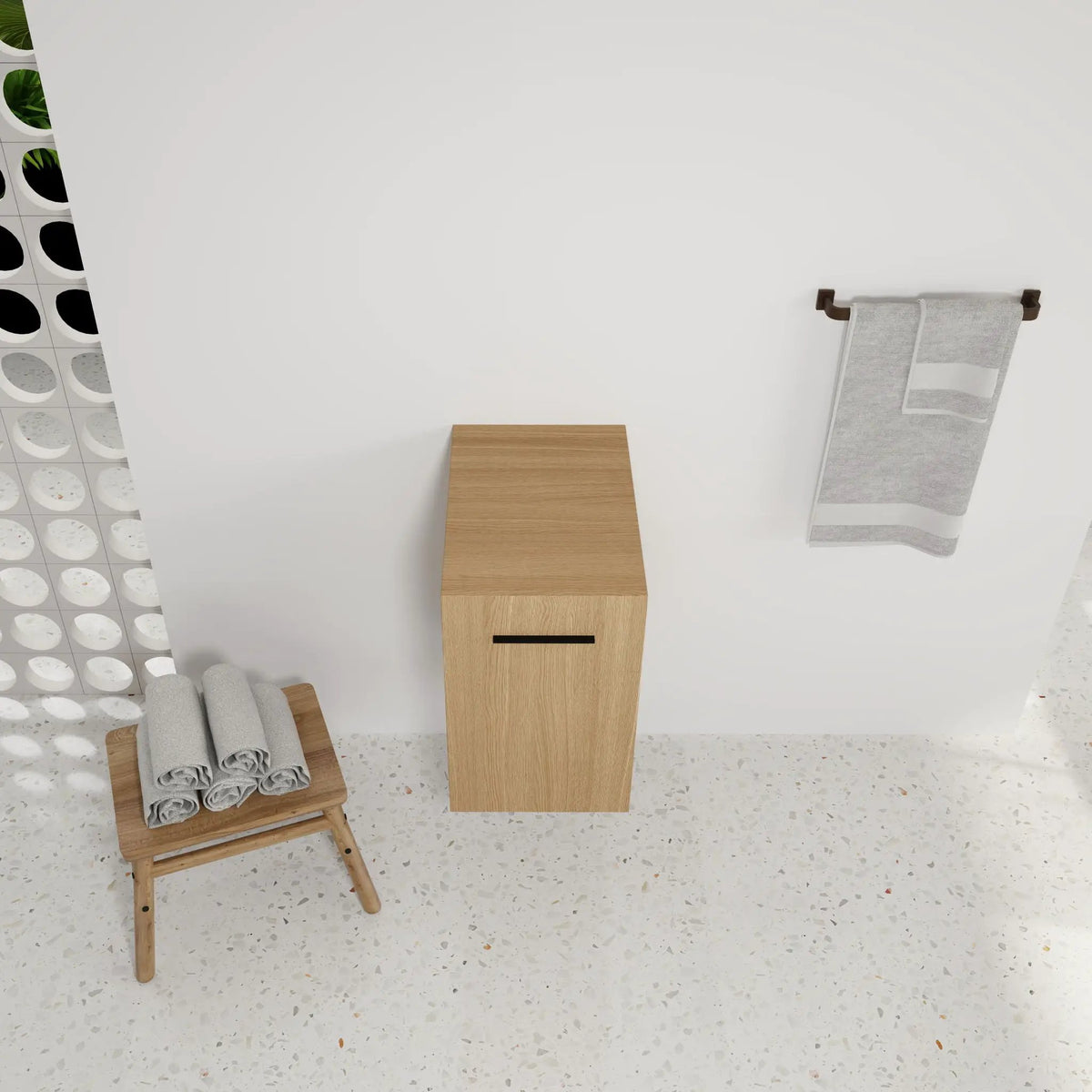 Floating Bathroom Vanity | Single Door | Plywood | Light Oak