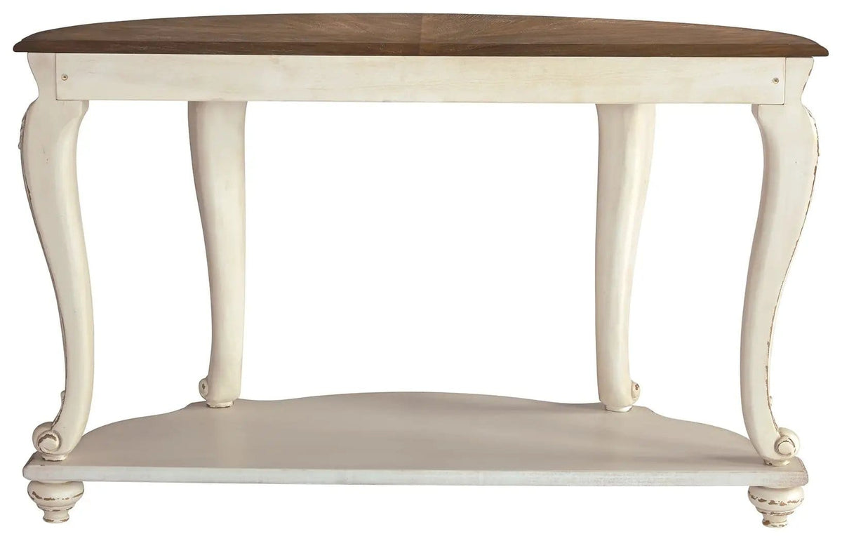 Realyn Sofa Table | 47.88 x 19.13 x 30 in | Engineered Wood & Veneer | White / Brown