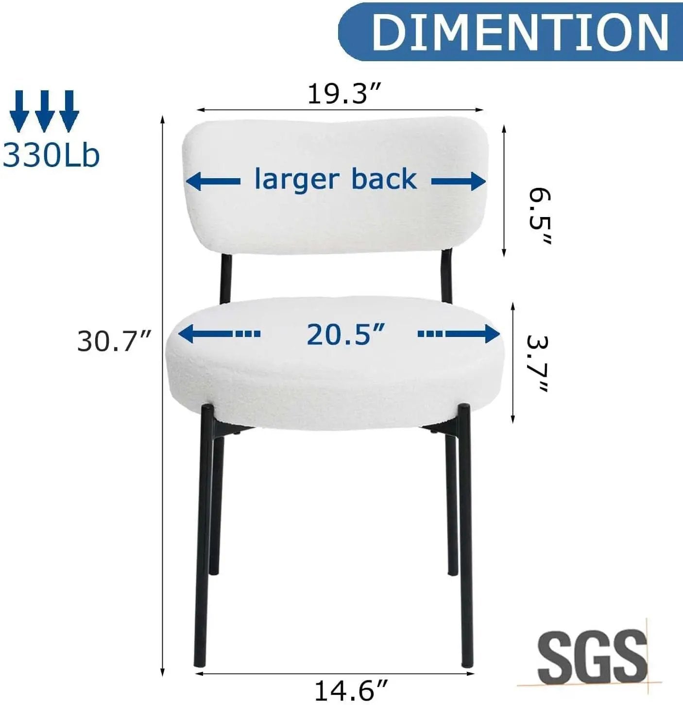 White Boucle Upholstered Dining Chairs With Cushions from PriceLows™