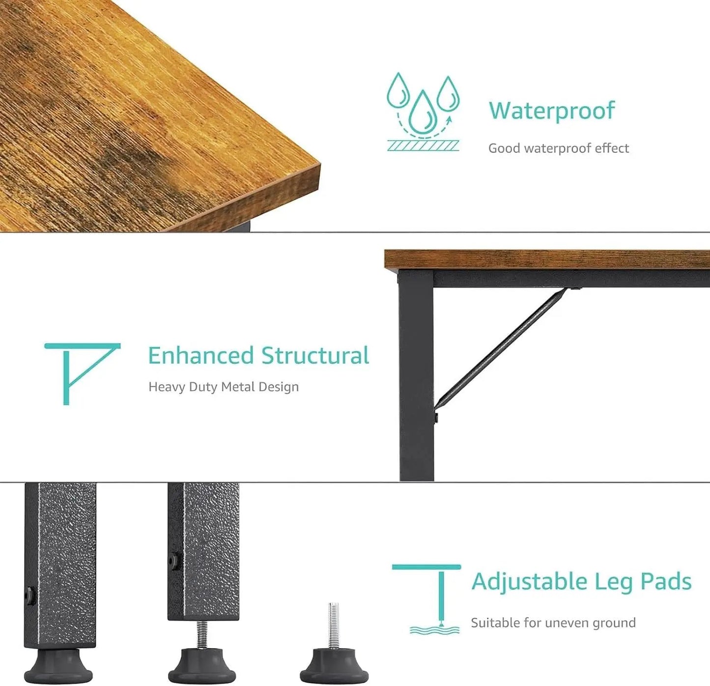 40 Inch L Shaped Desk With Power Outlet And Shelves Rustic Brown from PriceLows™