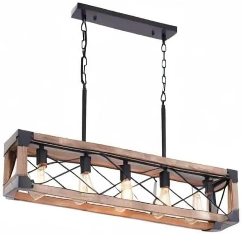 Farmhouse 5 Light Kitchen Island Chandelier With Solid Wood from PriceLows™
