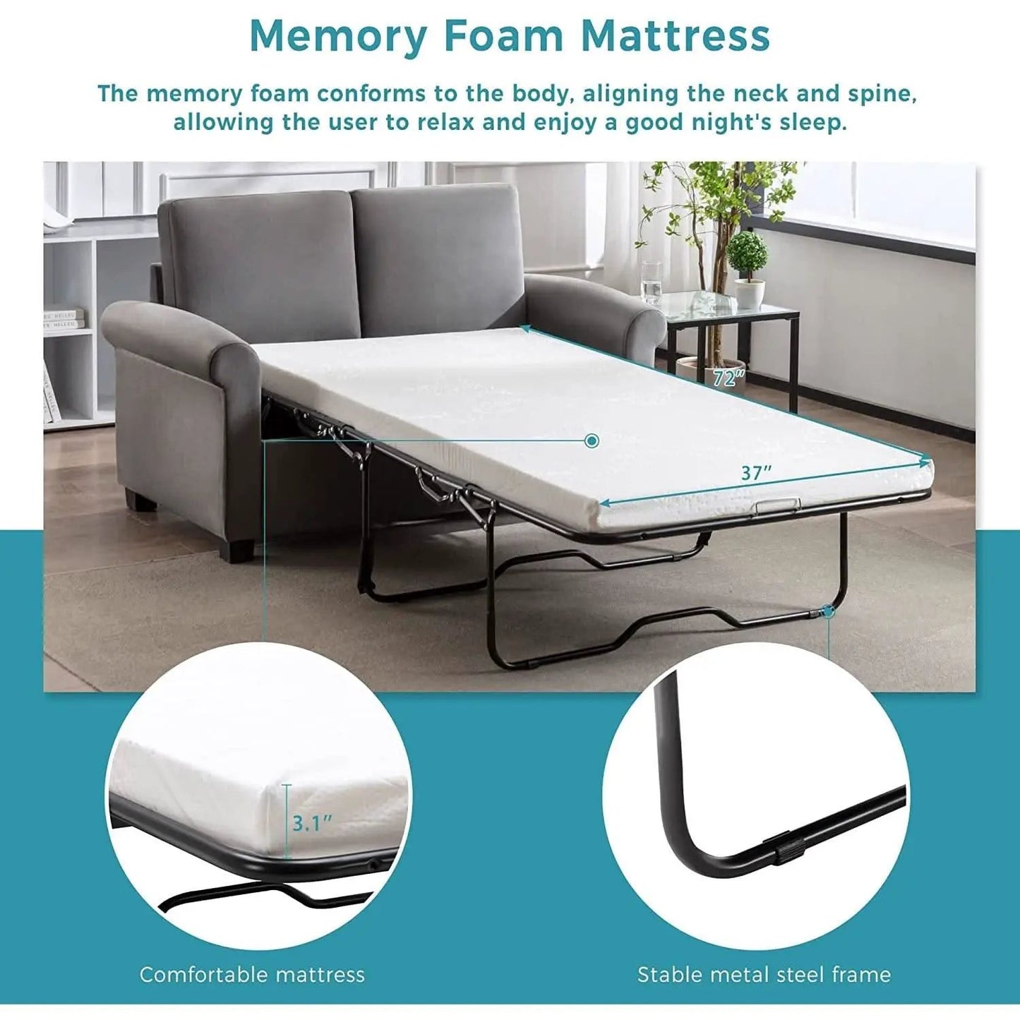 Memory Foam Sofa Bed For Small Spaces Space Saving Studio from PriceLows™