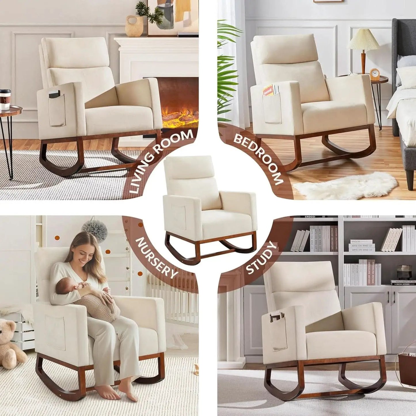 Rocking Recliner Chair With Side Pocket And Adjustable from PriceLows™