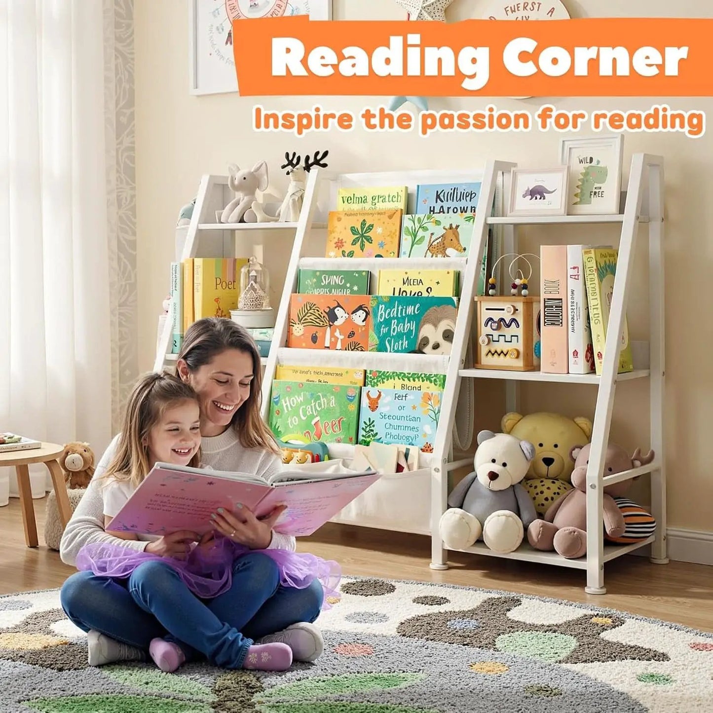 3 Tier Kids Bookshelf Toy Organizer In White Wood And Metal from PriceLows™