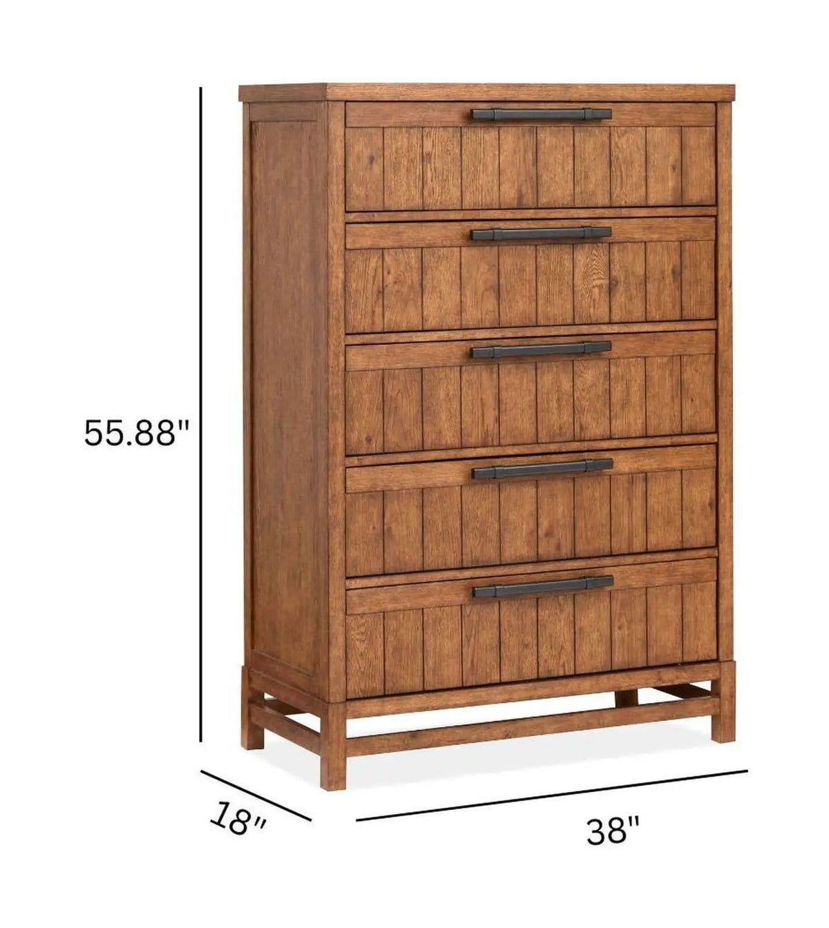 Conway Drawer Chest | 18 x 38 x 55.88 in | Oak Veneer | Honey Wheat