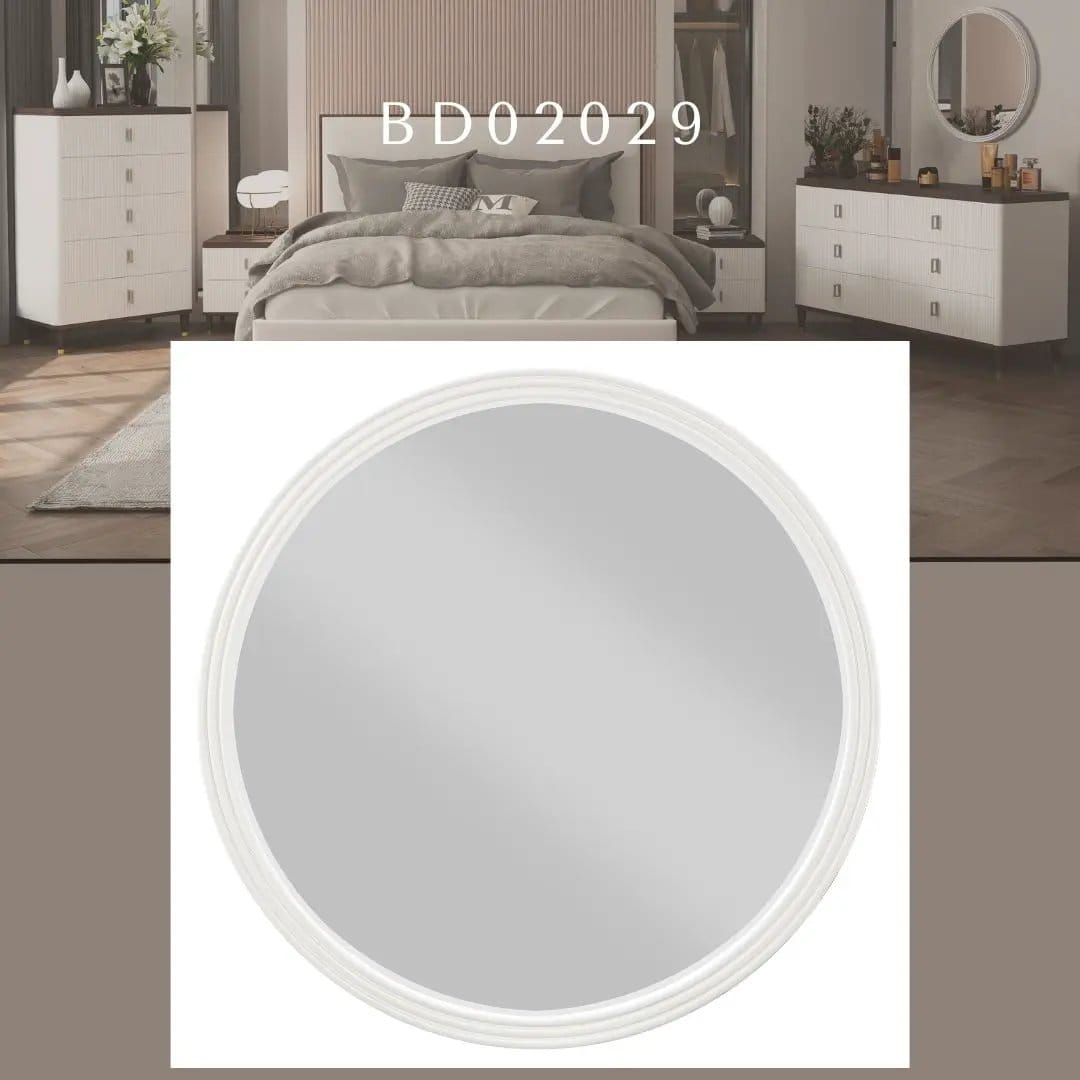 Carena Round Mirror | 2 x 35 x 35 in | Glass & Plywood | Gray