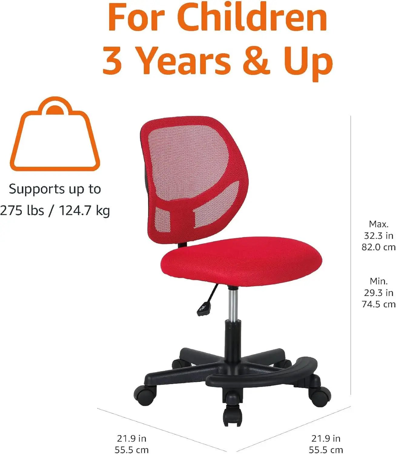 Kids Adjustable Mesh Low Back Swivel Desk Chair With Footrest Red from PriceLows™