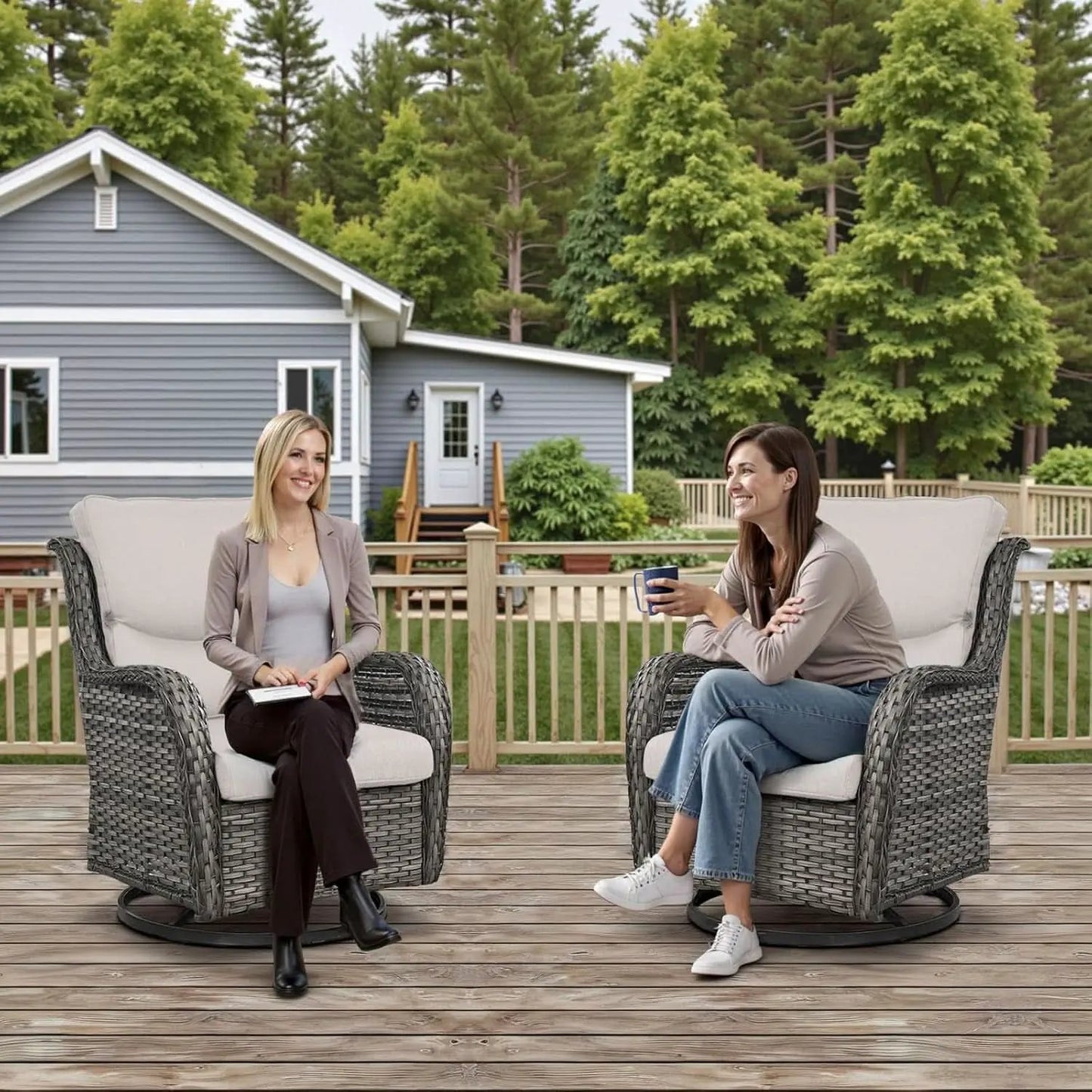 Swivel Rocker Patio Chairs Set with Cozy Coffee Table from PriceLows™