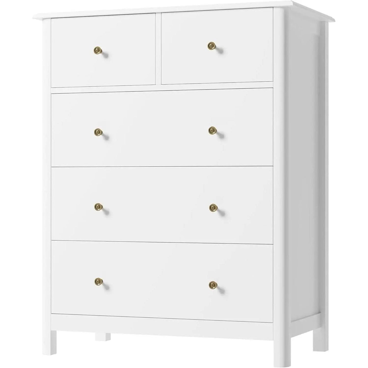 White Five Drawer Dresser For Bedroom Organization from PriceLows™