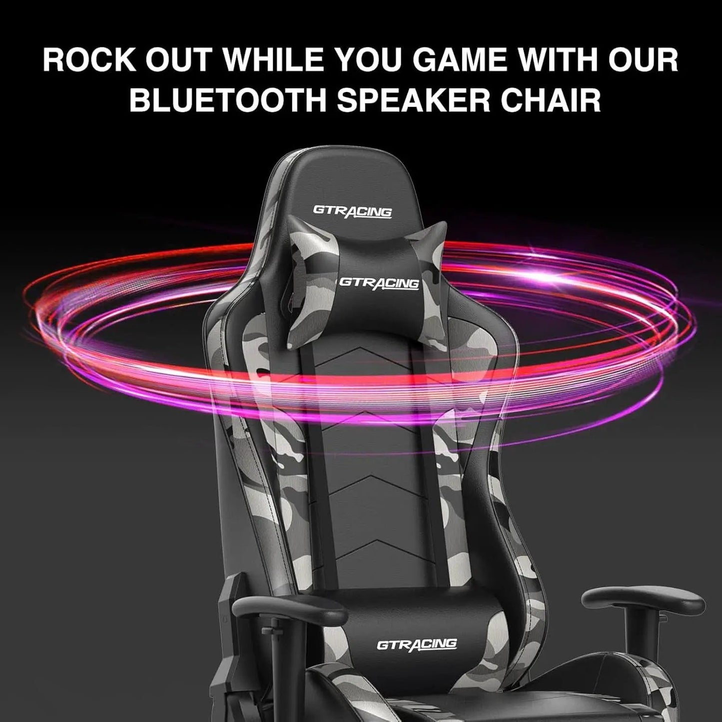 Gaming Chair With Bluetooth Speakers And Footrest Blue from PriceLows™