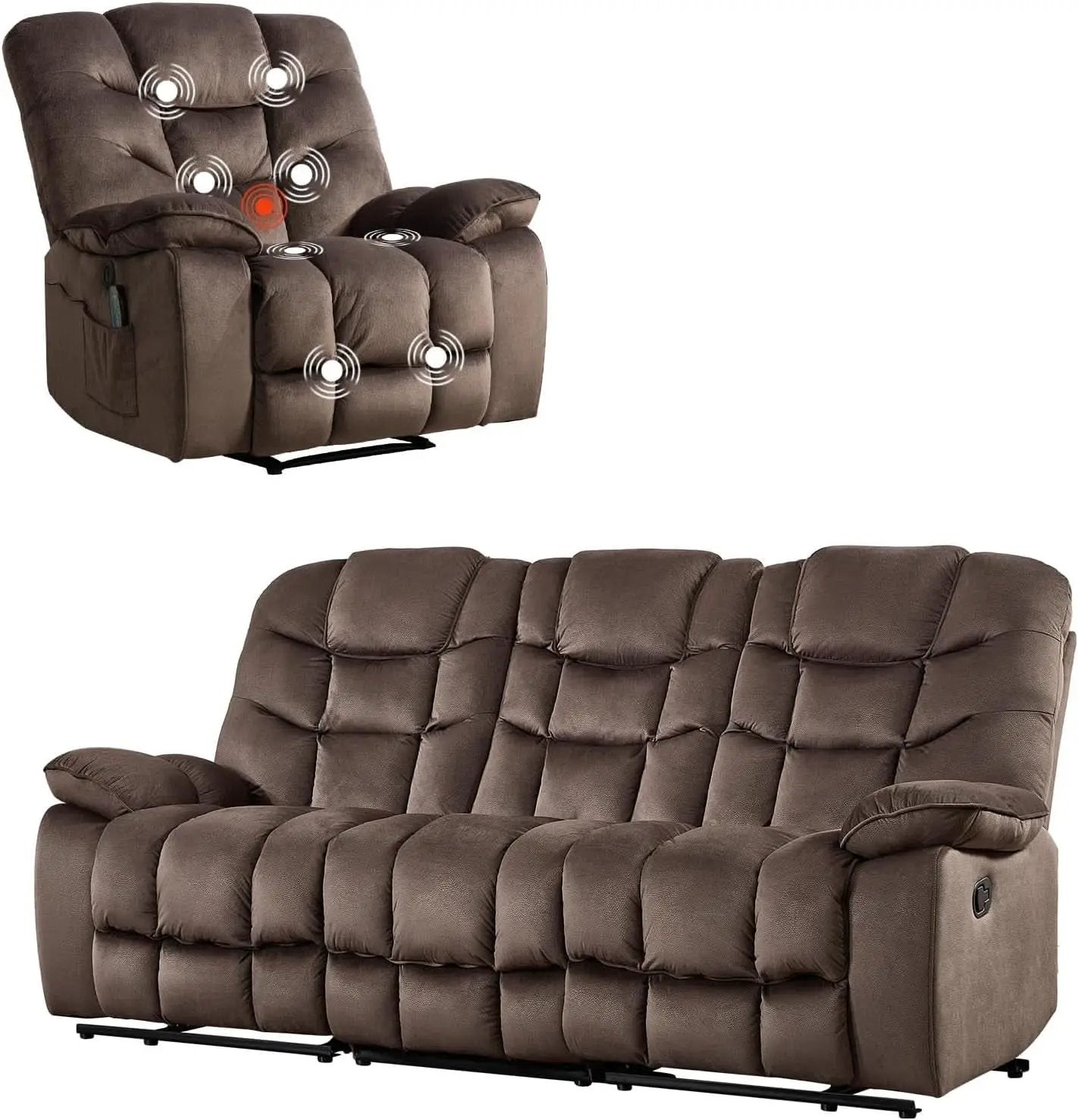 Brown 2 Piece Power Recliner Set With Massage And Heat from PriceLows™