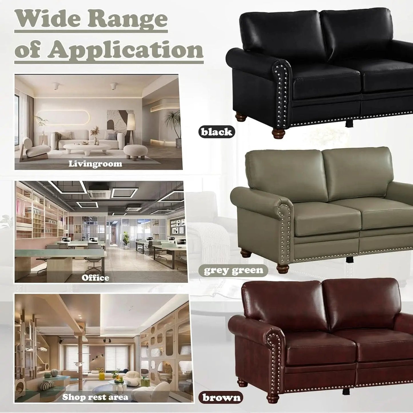 Two Piece Upholstered PU Leather Sofa Set With Hidden Storage Red Brown Mid Century Modern Living Room Furniture from PriceLows™