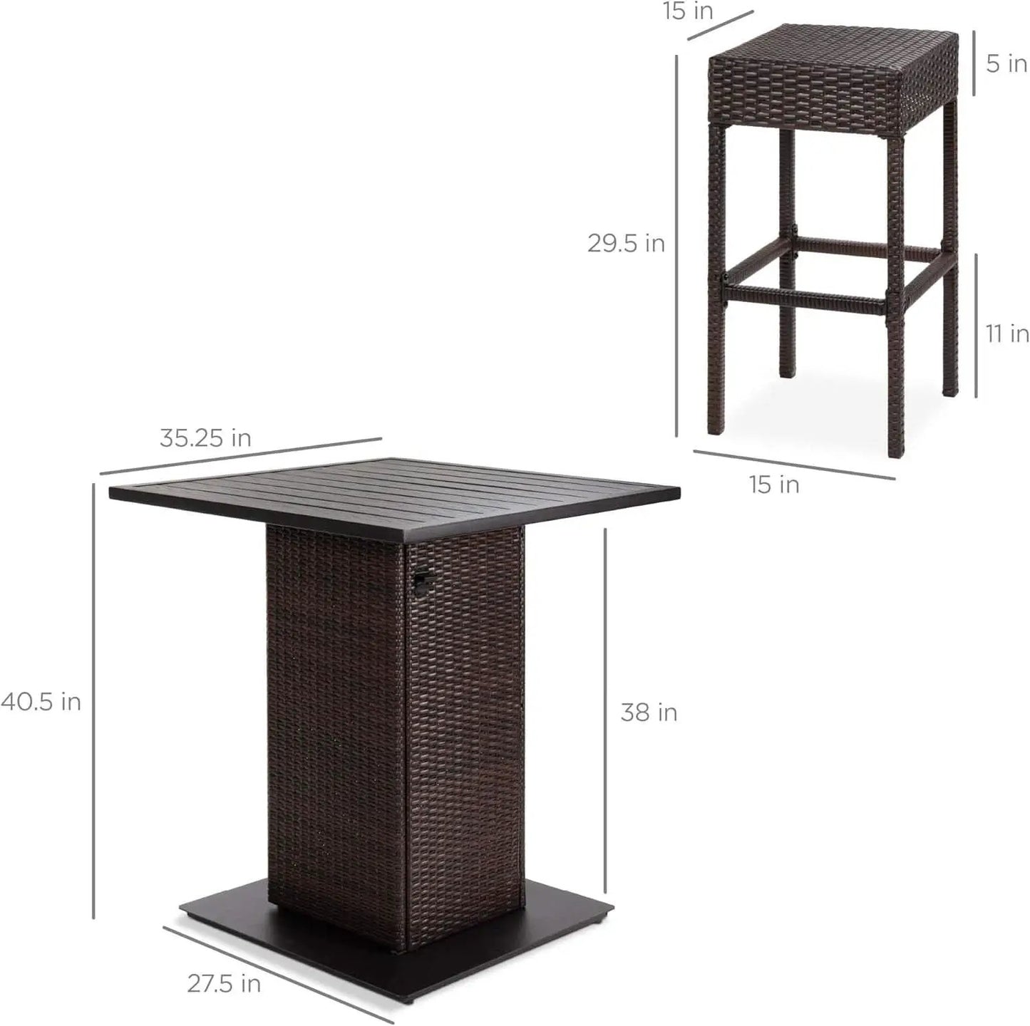 Brown Outdoor Wicker Bar Table Set With Bottle Opener from PriceLows™