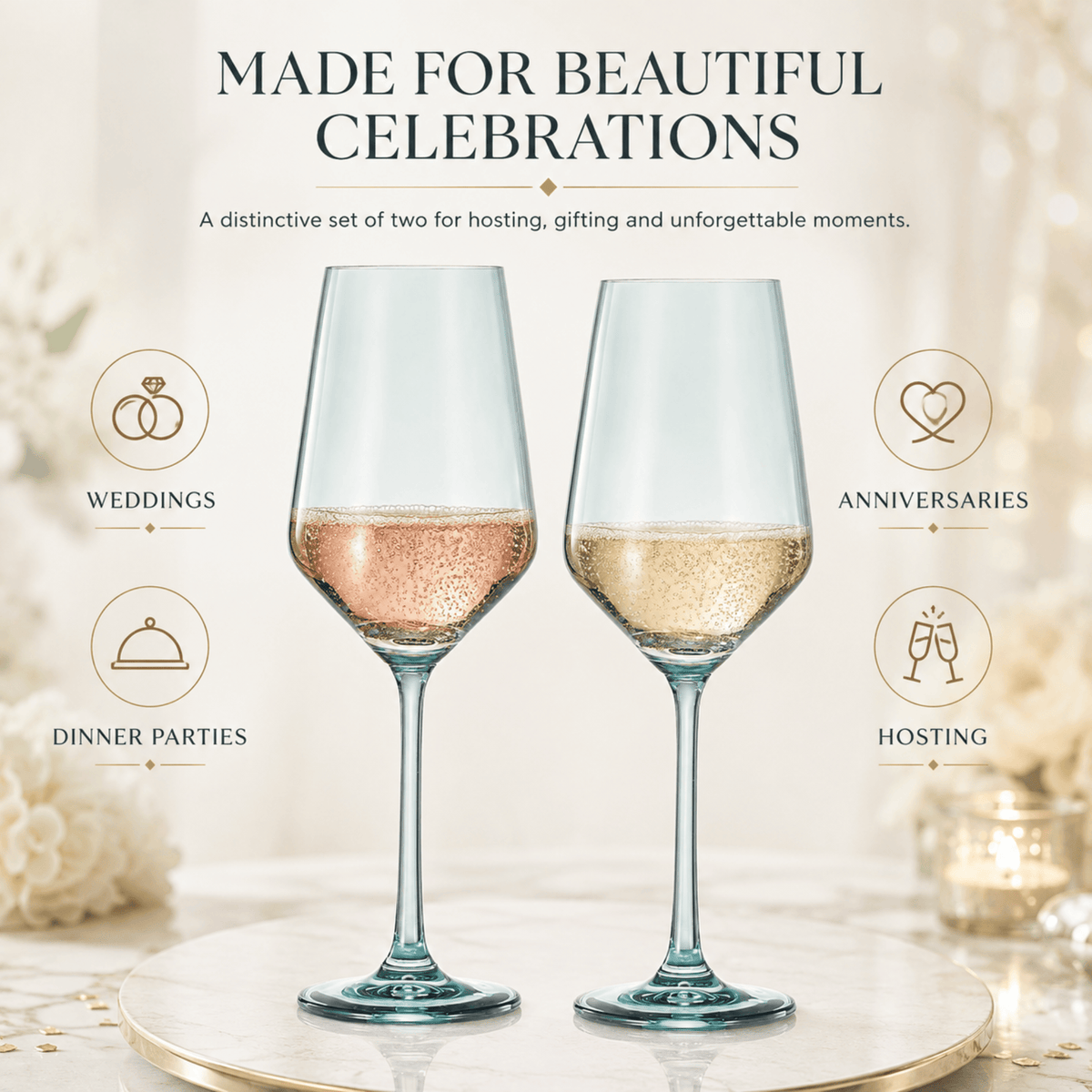 Tonal Stemmed Wine Glassware, Forest Green (Style 2) | 12 oz | Set of 2 | Entertaining