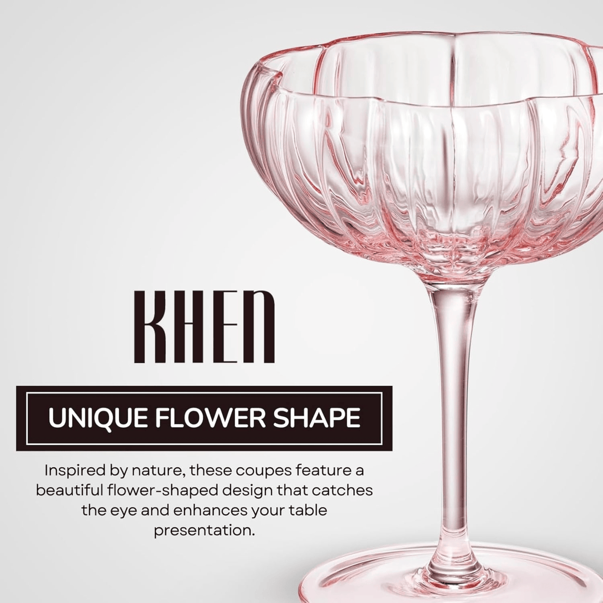 Flower Coupe Cocktail Colored Glasses Blush Pink | Set of 2 | Glass | Cocktail Glass