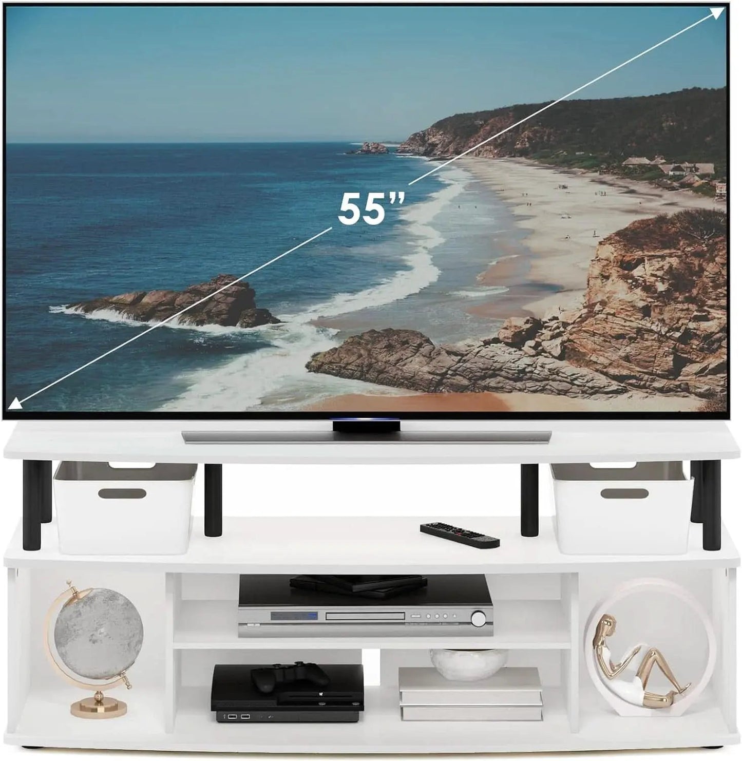 Jaya Large Entertainment Center For 55 Inch TV White And Black from PriceLows™