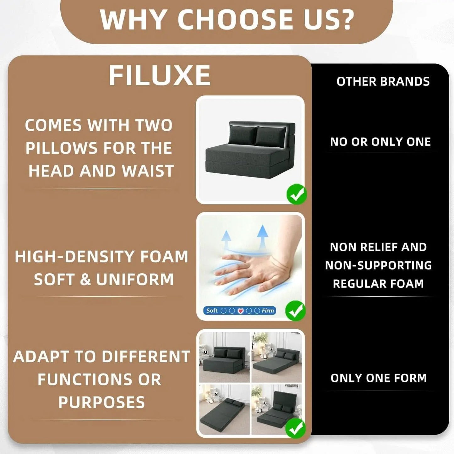 Dark Gray Standard Size Multifunctional Convertible Sofa from PriceLows™
