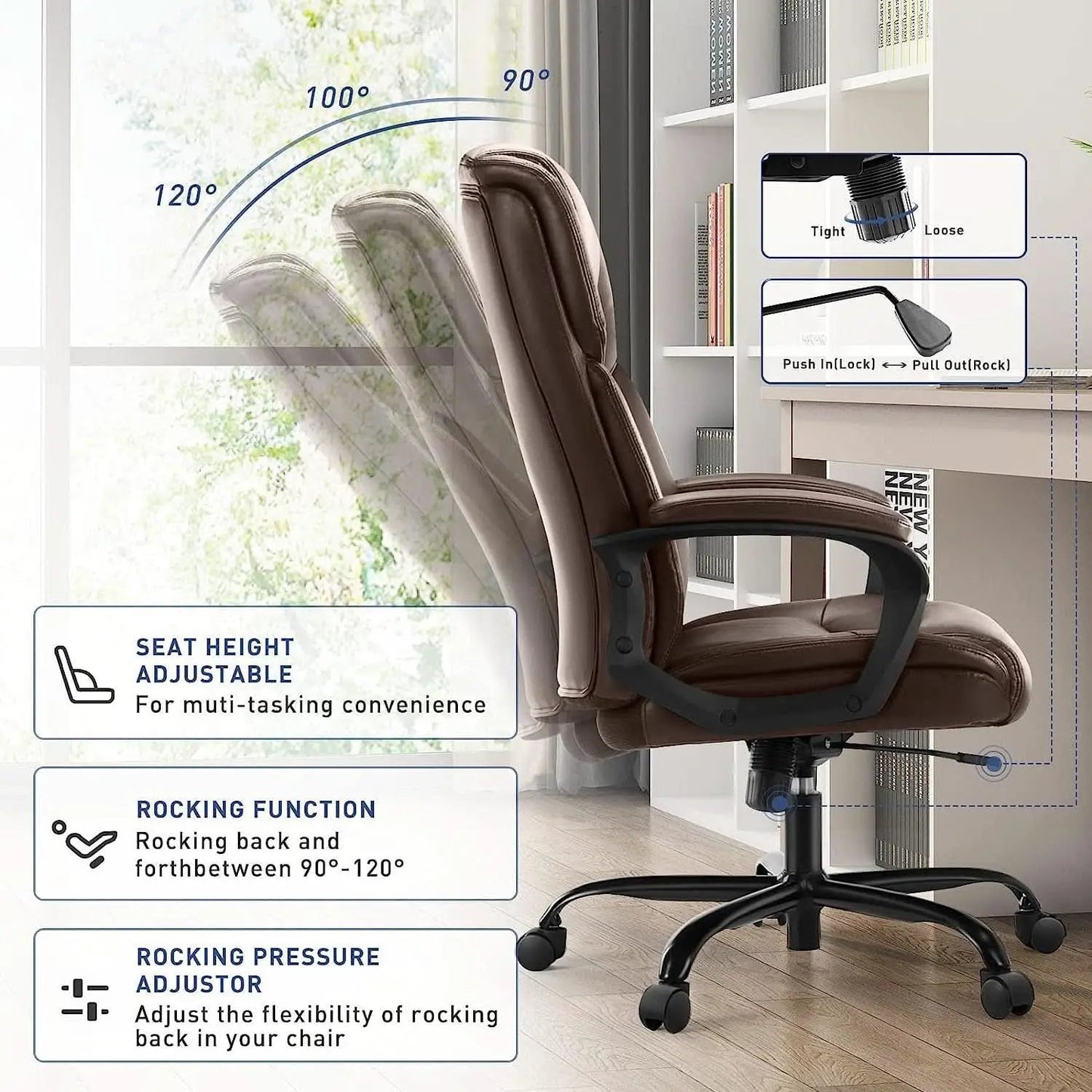 Ergonomic Big And Tall Leather Executive Office Desk Chair from PriceLows™
