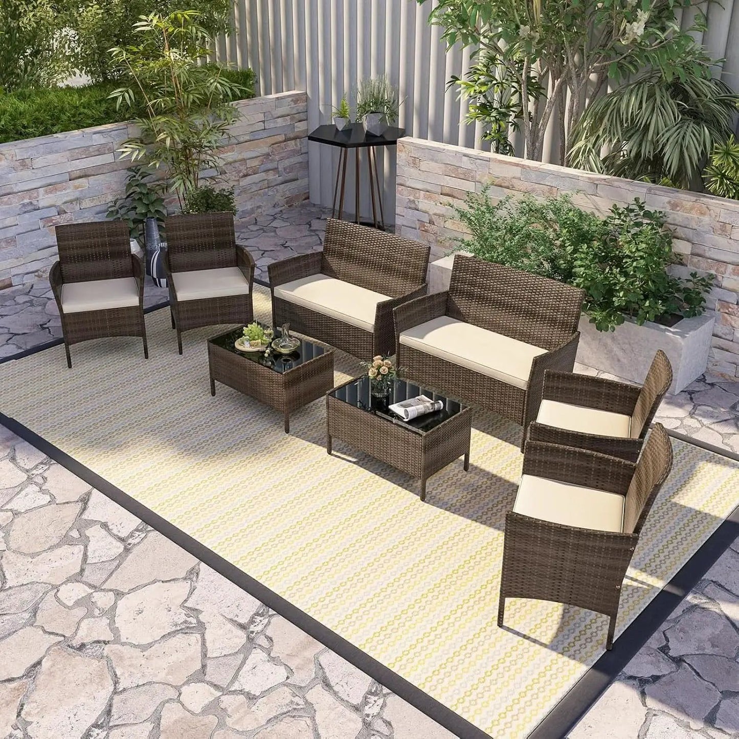 8-Piece Rattan Patio Furniture Set With Cushions from PriceLows™