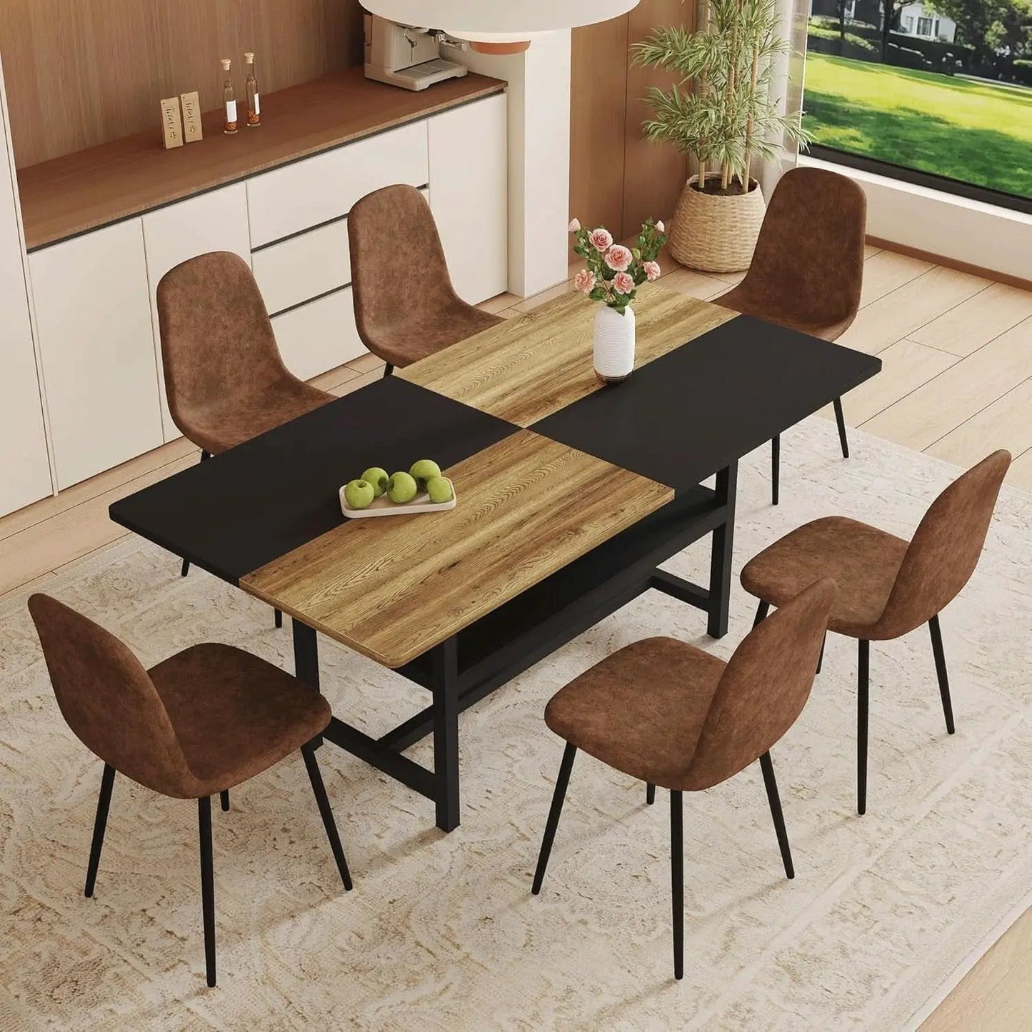 71 Inch Weathered Brown Premium Rustic Dining Table Set from PriceLows™