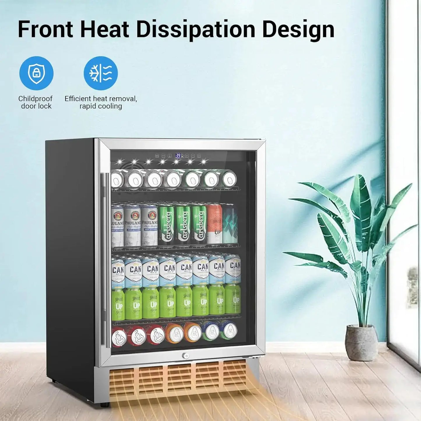 24 Inch Beverage Refrigerator 190 Cans Built-in/Freestanding Beverage Cooler Digital Memory Under Counter Beer Fridge Glass Door from PriceLows™