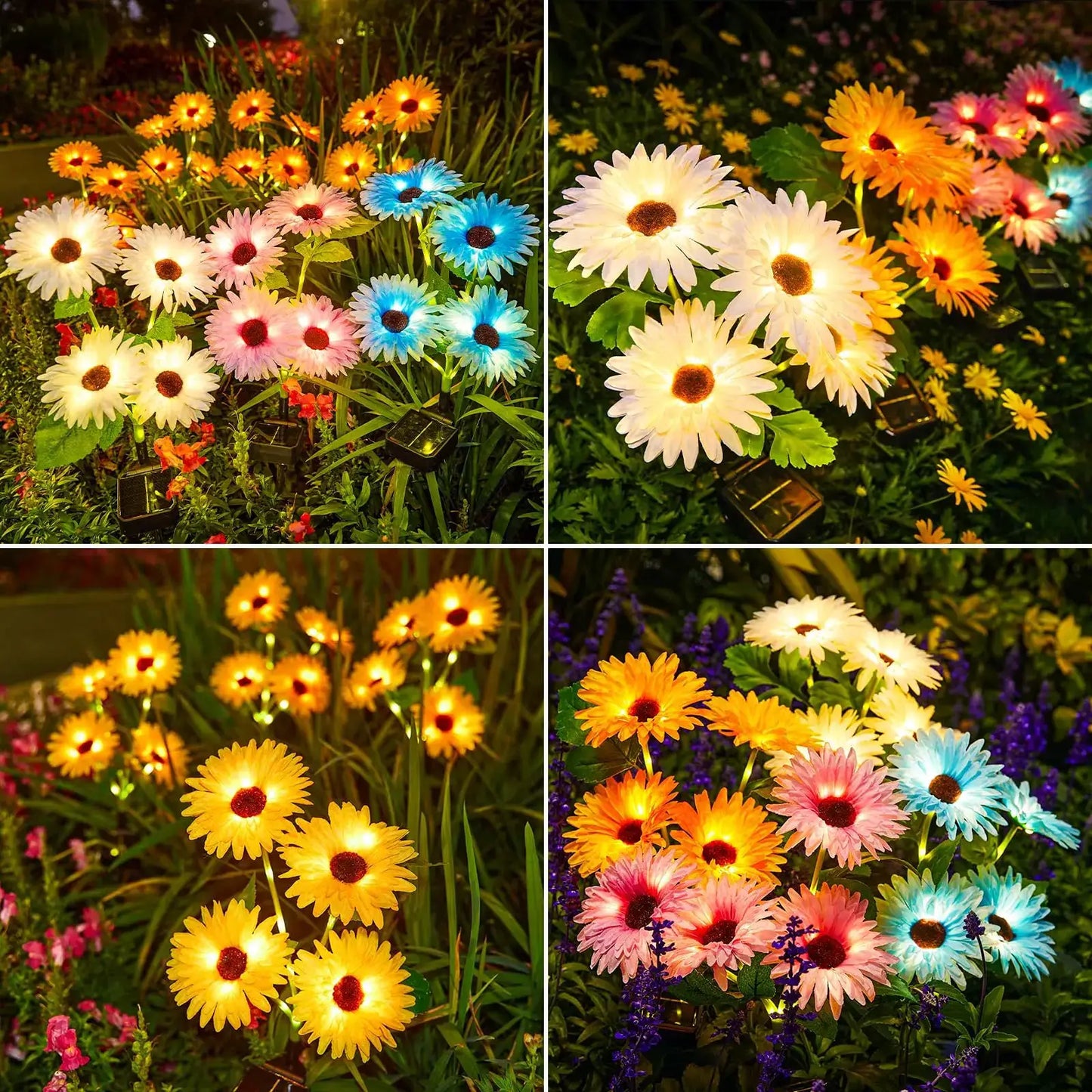 Solar Outdoor Garden Lights, 16 Glowing Daisy Flowers Solar Lights, Waterproof Solar Flower Lights for Yard Patio Pathway Decor from PriceLows™
