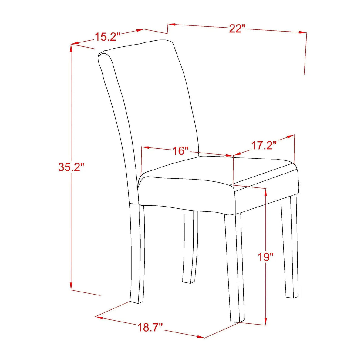 EAST WEST FURNITURE CNAB7-N8-05 7-Pc Modern Dining Set- 6 Parson Dining Chairs and | 7-Piece Set | Walnut & Linen | Grey Linen Fabric Seat and High Chair Back (Antique Walnut Finish)