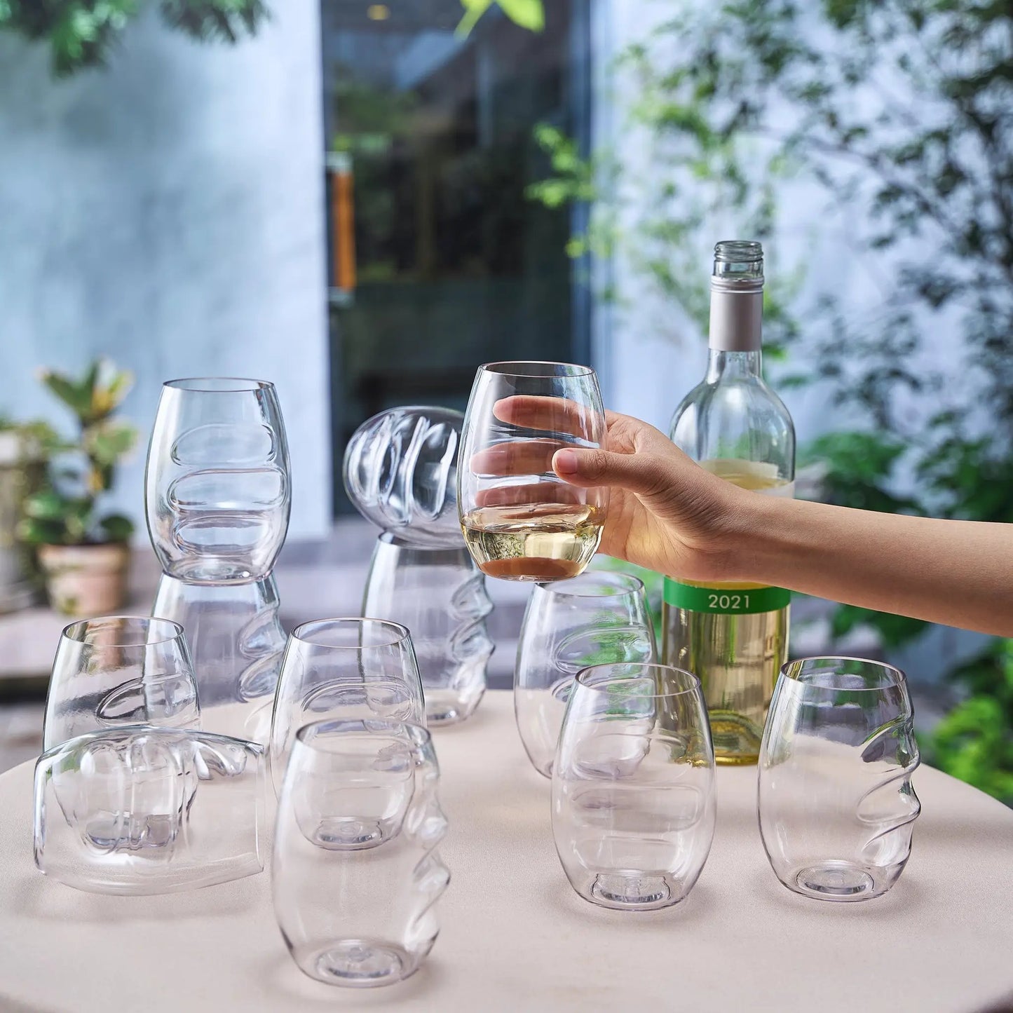 Barcelona Acrylic Stemless Finger-Indent Wine Glassware, Set of 12 from PriceLows™
